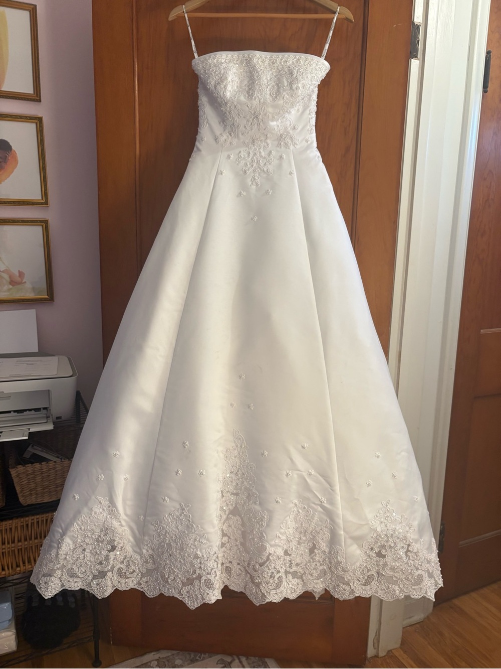 Private Label by G White Strapless A-Line Wedding Dress with Lace Hem